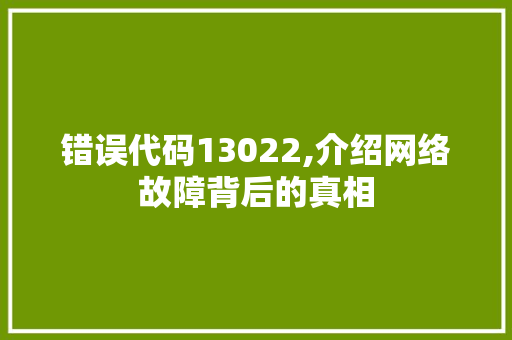 错误代码13022,介绍网络故障背后的真相