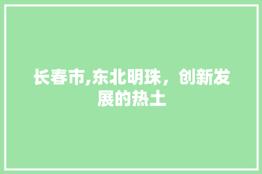 长春市,东北明珠，创新发展的热土