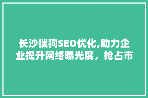 长沙搜狗SEO优化,助力企业提升网络曝光度，抢占市场先机