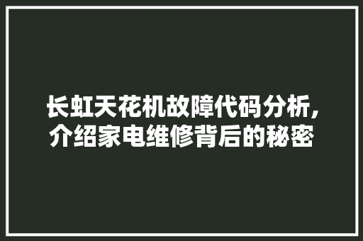 长虹天花机故障代码分析,介绍家电维修背后的秘密