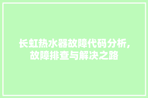 长虹热水器故障代码分析,故障排查与解决之路