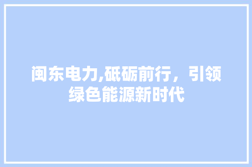 闽东电力,砥砺前行，引领绿色能源新时代