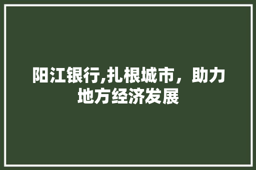 阳江银行,扎根城市，助力地方经济发展