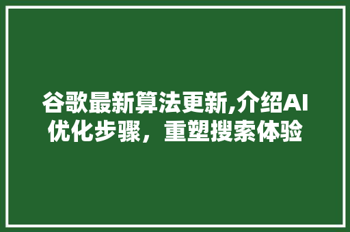 谷歌最新算法更新,介绍AI优化步骤，重塑搜索体验