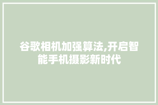 谷歌相机加强算法,开启智能手机摄影新时代