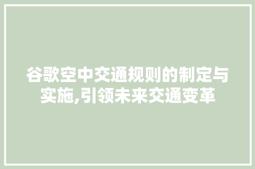 谷歌空中交通规则的制定与实施,引领未来交通变革