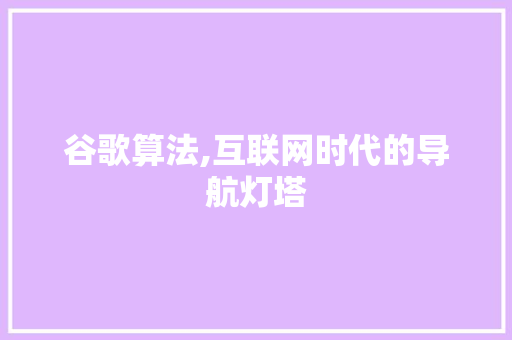 谷歌算法,互联网时代的导航灯塔