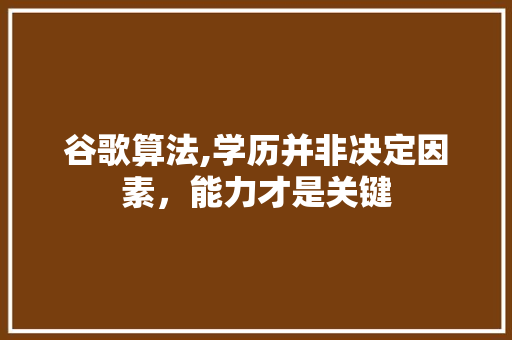 谷歌算法,学历并非决定因素，能力才是关键