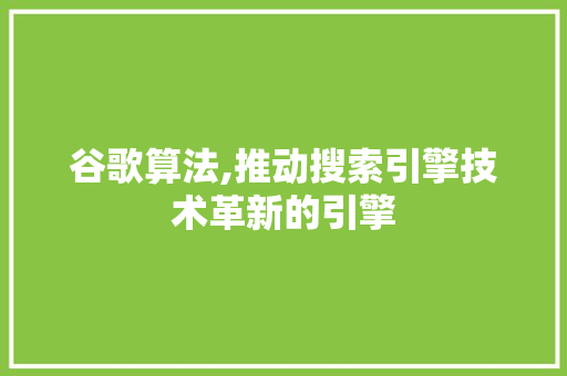 谷歌算法,推动搜索引擎技术革新的引擎