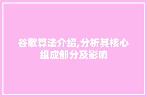 谷歌算法介绍,分析其核心组成部分及影响