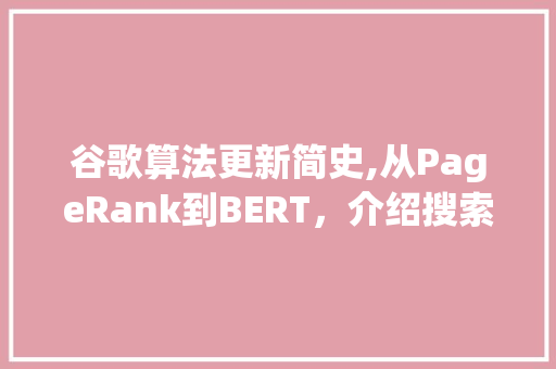 谷歌算法更新简史,从PageRank到BERT，介绍搜索引擎的进化之路