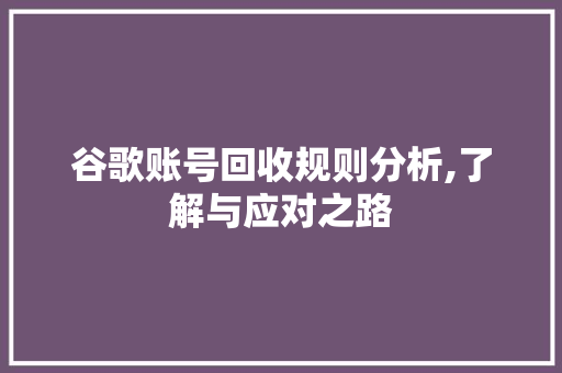 谷歌账号回收规则分析,了解与应对之路