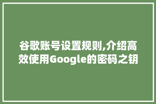 谷歌账号设置规则,介绍高效使用Google的密码之钥