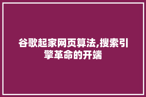 谷歌起家网页算法,搜索引擎革命的开端