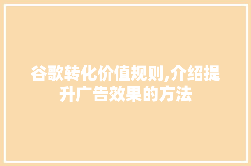 谷歌转化价值规则,介绍提升广告效果的方法