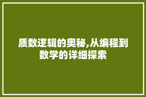 质数逻辑的奥秘,从编程到数学的详细探索