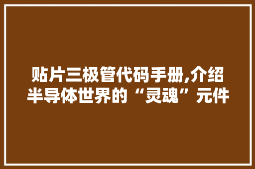 贴片三极管代码手册,介绍半导体世界的“灵魂”元件