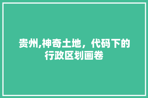 贵州,神奇土地，代码下的行政区划画卷