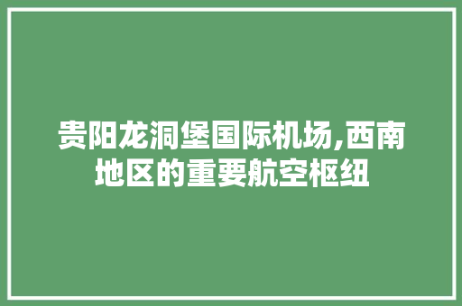 贵阳龙洞堡国际机场,西南地区的重要航空枢纽