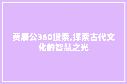 贾辰公360搜索,探索古代文化的智慧之光