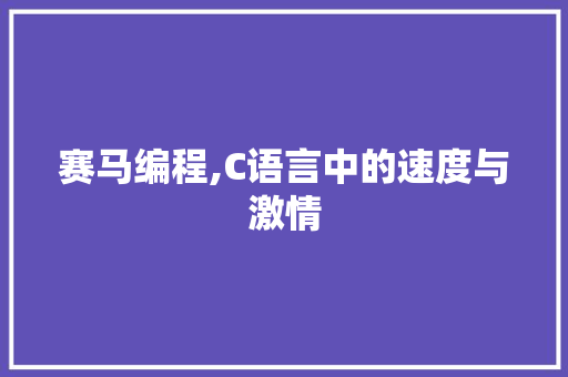 赛马编程,C语言中的速度与激情