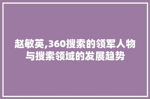 赵敏英,360搜索的领军人物与搜索领域的发展趋势