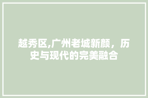 越秀区,广州老城新颜，历史与现代的完美融合