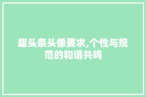 趣头条头像要求,个性与规范的和谐共鸣