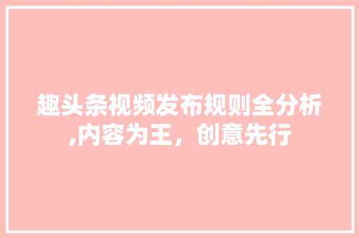 趣头条视频发布规则全分析,内容为王，创意先行