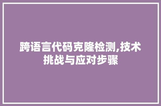 跨语言代码克隆检测,技术挑战与应对步骤