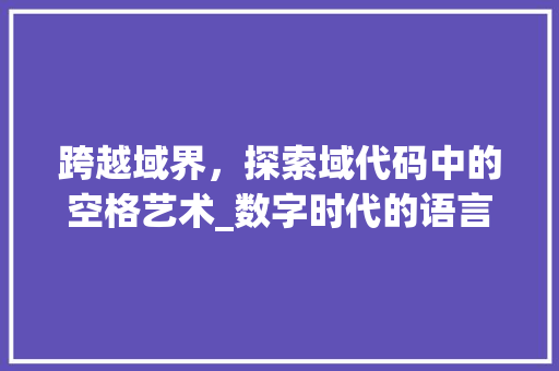 跨越域界，探索域代码中的空格艺术_数字时代的语言新维度