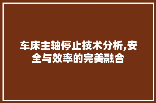 车床主轴停止技术分析,安全与效率的完美融合