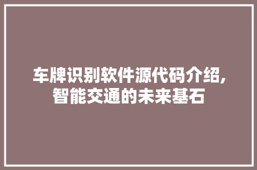 车牌识别软件源代码介绍,智能交通的未来基石