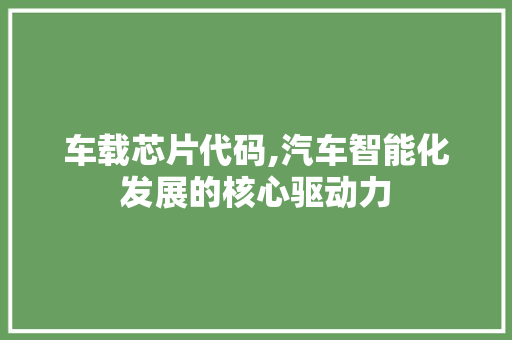 车载芯片代码,汽车智能化发展的核心驱动力