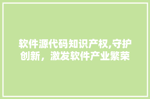 软件源代码知识产权,守护创新，激发软件产业繁荣