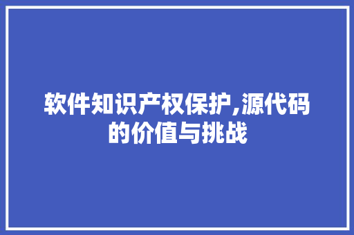 软件知识产权保护,源代码的价值与挑战