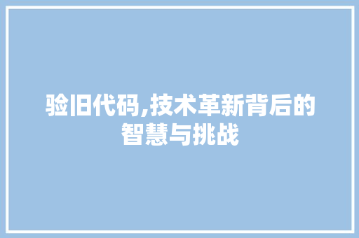 验旧代码,技术革新背后的智慧与挑战