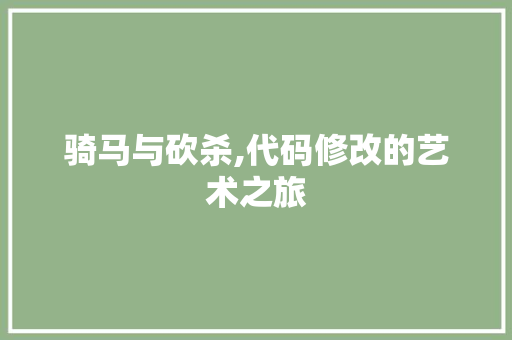 骑马与砍杀,代码修改的艺术之旅