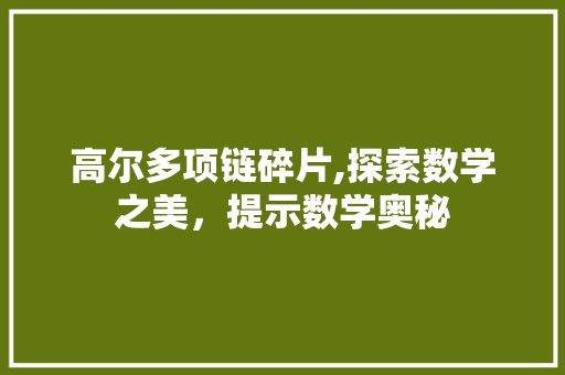 高尔多项链碎片,探索数学之美，提示数学奥秘