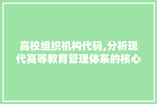 高校组织机构代码,分析现代高等教育管理体系的核心密码