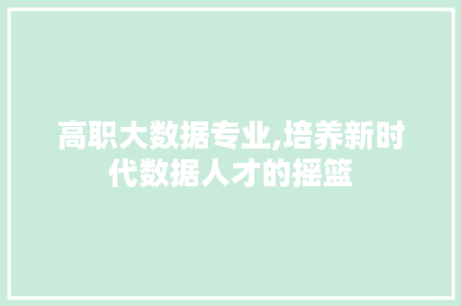 高职大数据专业,培养新时代数据人才的摇篮