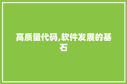 高质量代码,软件发展的基石