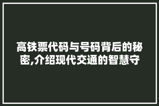 高铁票代码与号码背后的秘密,介绍现代交通的智慧守护