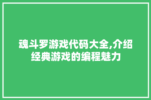 魂斗罗游戏代码大全,介绍经典游戏的编程魅力