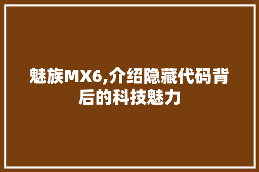 魅族MX6,介绍隐藏代码背后的科技魅力