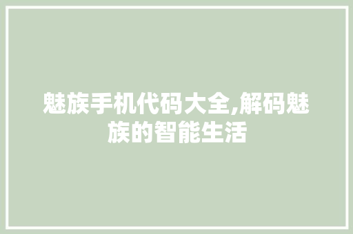 魅族手机代码大全,解码魅族的智能生活