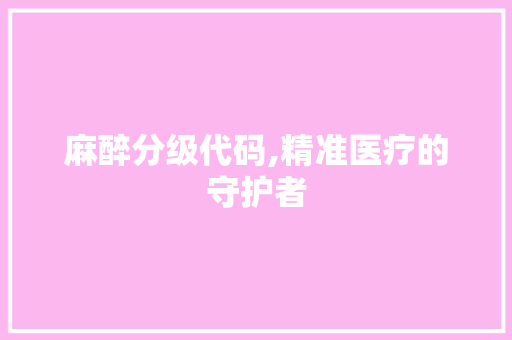 麻醉分级代码,精准医疗的守护者