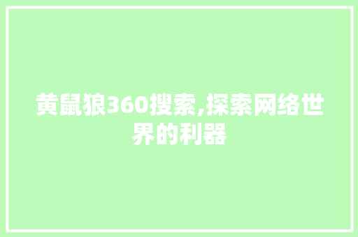 黄鼠狼360搜索,探索网络世界的利器