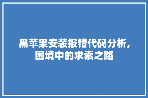 黑苹果安装报错代码分析,困境中的求索之路