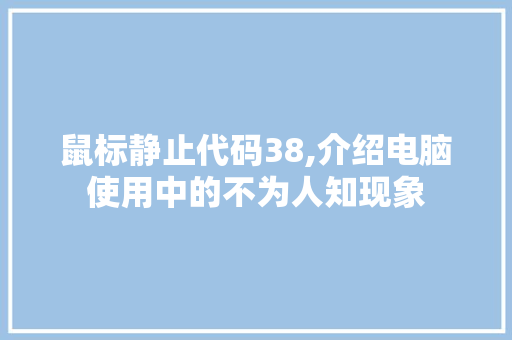 鼠标静止代码38,介绍电脑使用中的不为人知现象